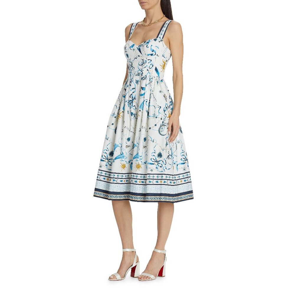 Marchesa Rosa Willow Cotton Celestial Midi Dress - 6 NWT